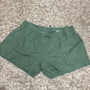Army green linen shorts